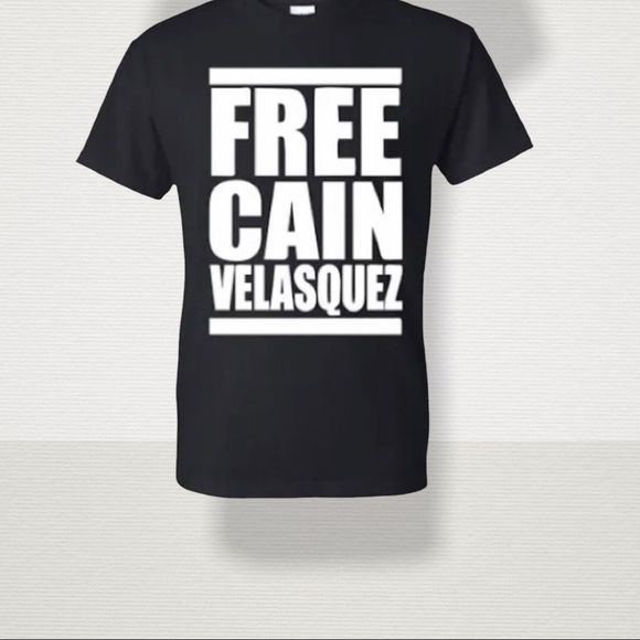 Unisex Free Cain Velasquez White And Black Crew Neck T-Shirts - Picture 4 of 4